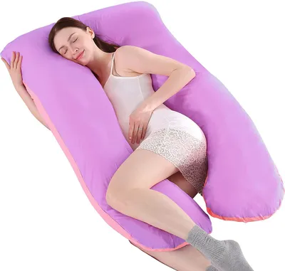 Produktbild von Stillkissen für Erwachsene, Aufbewahrungskissen und Komfortkissen, Schwangerschaftskissen in U-Form, Seitenschläferkissen mit Bezug, Baumwollkissen, 70 x 130 cm