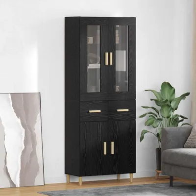 Produktbild von vidaXL Highboard Schwarz Eichen-Optik 69,5 x 34 x 180 cm Holzwerkstoff