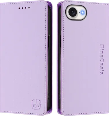 Produktbild von Lederhülle für iPhone 16e/iPhone 17e Hülle Flip Brieftasche Kartenfächern Ständer Schutzhülle Violett
