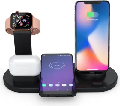Produktbild von AIORBER Ladestation, kabellos 3-in-1, einfach zu bedienen, für Phone, Watch und Pods, Schwarz