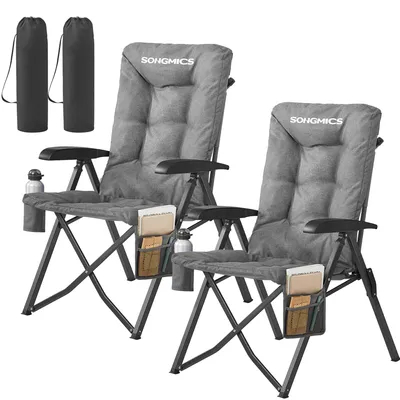 Produktbild von SONGMICS Campingstuhl faltbar, 2er Set, 95°-150° verstellbare Rückenlehne, Klappstuhl, drehbarer Getränkehalter, Tragetasche, Schultergurt