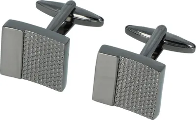 Produktbild von Manschettenknöpfe Gunmetal Riffeloptik glänzend, mit klappbaren Schwenkbügeln und Etui