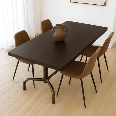 Obrázok produktu pre Jedálenský stôl HWC-P31, jedálenský stôl, priemyselné drevo 140x80cm ~ tmavý, bronzový rám