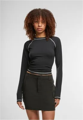 Obrázek produktu pro Dámské tričko s dlouhým rukávem Urban Classics Ladies Contrast Jersey Longsleeve black - 3XL