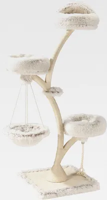 Produktbild von Designer Kratzbaum mit Hängeliege, Katzenkratzbaum 59 x 59 x 169 cm, Katzenbaum bis max. 15 kg mit Sisal und Plüsch, Katzenmöbel mit 3 Etagen