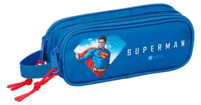 Produktbild von Safta Superman Double Mäppchen Blau  Mann Blau One Size