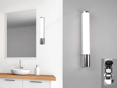 Produktbild von TRIO Spiegelleuchte PIERA IP44 284074206 8W 850lm 3000K L=415mm m.Steckdose chrom