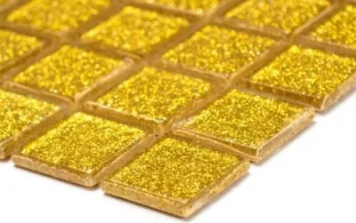 Produktbild von Handmuster Mosaikfliese Transluzent Glasmosaik Crystal gold gehämmert MOS60-0707_m