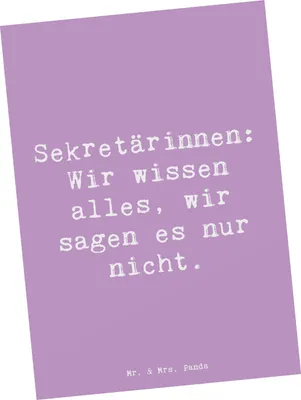 Produktbild von Mr. & Mrs. Panda Postkarte Spruch Sekretärin Geheimnisträgerin - Lavendeltraum - Geschenk, Postkarten, Geschenke mit Herz, Berufsgestaltung, Sekretärinnen, Termine, Beruf