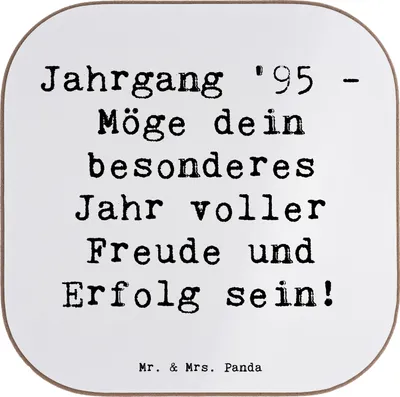Produktbild von Mr. & Mrs. Panda Untersetzer für Gläser Spruch 1995 Geburtstag - Weiß - Geschenk, Tischuntersetzer, Glas, Happy Birthday, Geburtstagsgeschenk, gläseruntersetzer, Coaster