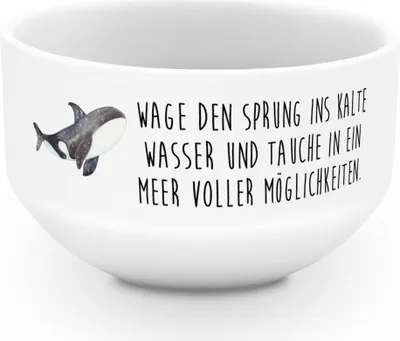 Produktbild von Mr. & Mrs. Panda Schüssel Orca - Weiß - Geschenk, Müslischale, dessertschale, Müslischüssel, Arbeit, Wal, schale, Meer, Urlaub, Orcas, Büro, Obstschale