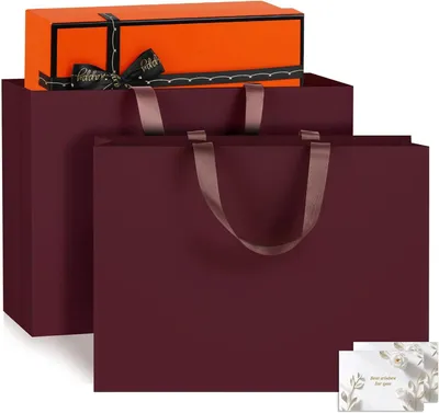 Produktbild von Geschenktüten 2 Stück, Große Rote, 43 x 32 x 13 cm, Papier Geschenktüten für Weihnachten