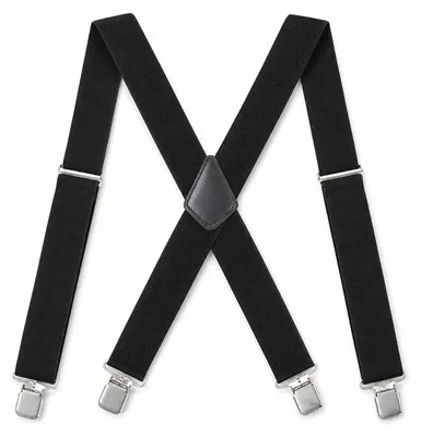 Productafbeelding van Bretels Heren Volwassenen - Bretels met 4 Brede Clips - Zwart