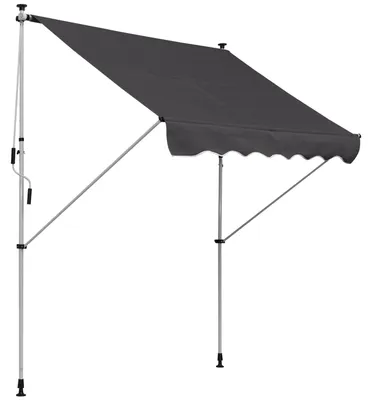 Zdjęcie produktu dla Markiza z ramieniem przegubowym, regulowana na wysokość, 200 x 150 cm, kolor szary, aluminiowa, na balkon i taras