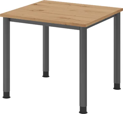 Produktbild von bümö Schreibtisch Serie-H - Nachbildung: Asteiche, Größe:  80 x 80 cm, Gestell: Graphit