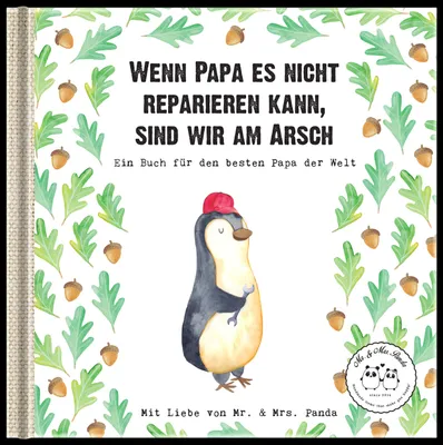 Image de Mr. & Mrs. Panda Livre-cadeau Si papa ne peut pas le réparer, nous sommes foutus - Blanc - Mamie, Merci Papa, Fête des Pères, cadeaux personnalisés, Papa meilleur père