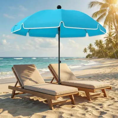 Produktbild von Sonnenschirm Strand,Faltbar Strandschirm mit Sandanker Verstellbarer Neigung Tragetasche Ø150 cm