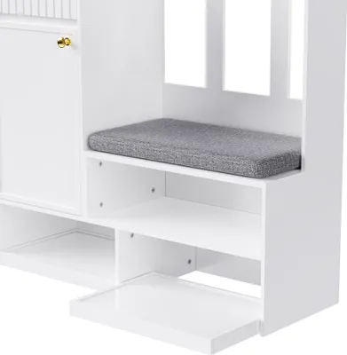Immagine prodotto di okwish Armadio con ante e cassetti, set da ingresso con panca, appendiabiti da parete con 4 ganci, bianco