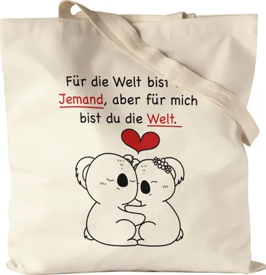 Produktbild von Für Die Welt Bist Du Jemand Aber Für Mich Bist Du Die Welt Stoffbeutel Jutebeutel Canvas Gedicht Liebling Liebe Lieblingsmensch Koala