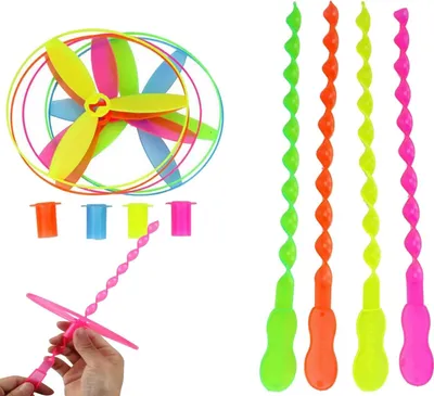 Produktbild von 10 Stück Flugkreisel Spiel Hubschrauber Propeller Fliegende Untertasse für Kinder Pull String Flying Saucers Libelle Spielzeug Flying Disc Spielzeug(Farbe Zufällig)