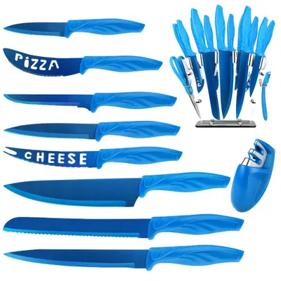Obrázek produktu pro Sada kuchyňských nožů, nerezová ocel, ergonomický design, modrá