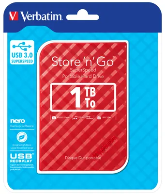 Immagine prodotto di Verbatim Store n Go 2,5 1TB USB 3.0 rosso Gen 2 53203