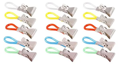 15 Handtuchclips, Kunststoff/Metall, mehrfarbig, für Küche & Bad