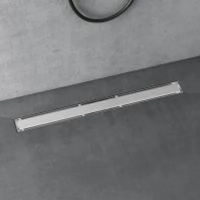 Image de doporro Caniveau de Douche Italienne Extra Plate Chromé en Inox 80 cm Drain de Sol à Carreler avec Siphon et Filtre KE110