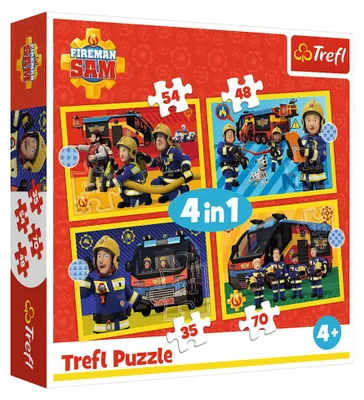 Zdjęcie produktu dla Puzzle – 4w1 (35 48 54 70) – Strażak na służbie – Strażak Sam – Trefl 34348