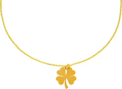 Produktbild von 585er Gold Collierkette mit Kleeblatt Anhänger, L 45cm