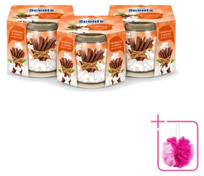 Productafbeelding van 3 x At Home Scents geurkaars Sandelhout & Jasmijn, 70 g - Voordeelverpakking - 3 stuks