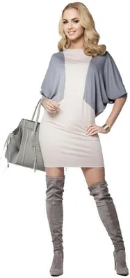 Produktbild von Kleid 2 Farbig mit Fledermausärmel; Beige-Grau S/M 36/38