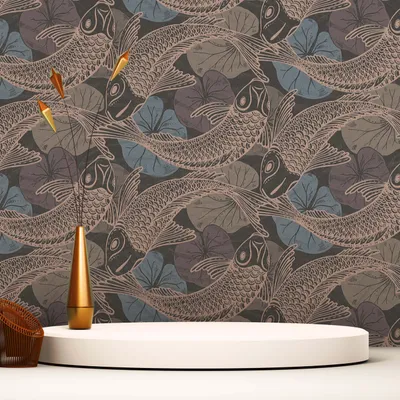 Produktbild von TADESSI Tapete Tiere Guiseppina M1-No.1594 Vliestapete Blau Bronze Fische Wohnzimmer Schlafzimmer Küche