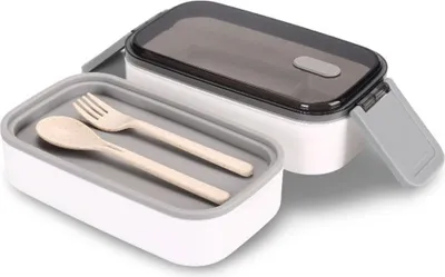 Obrázok produktu pre Dvojitý obedový box XL s príborom - obedový box do školy, kancelárie a na univerzitu
