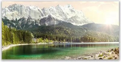 Produktbild von Tulup Leinwand-Bilder 120x60 Wandbild Canvas Kunstdruck Gebirge Wald See Landschaft