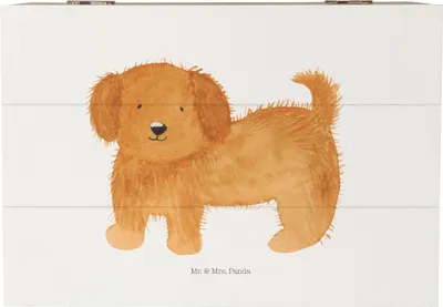 Produktbild von Mr. & Mrs. Panda Geschenkbox Hund Flauschig 22 x 15 cm - Weiß - Geschenk, Niedlich, Sprüche, Aufbewahrungstruhe, Box, fotobox, Hunde, aufbewahrungskiste mit deckel, Süß