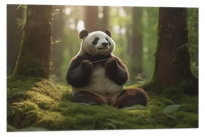 Productafbeelding van Vlag - Panda - Dier - Bos - 75x50 cm Foto op Polyester Vlag