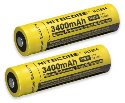 Produktbild von 2x Nitecore Li-Ion Akku 18650 3400mAh NL1834 geschützt