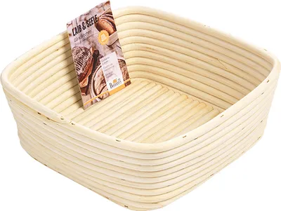 Produktbild von BIRKMANN Gärkörbchen, quadratisch, L 25 x B 25 x H 9 cm, bis 2500 g Teig, nachhaltig, aus Peddigrohr,