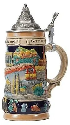Zdjęcie produktu dla Kufel do piwa ceramiczny z pokrywką dla mężczyzny prezent 0 6