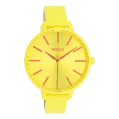 Produktbild von Oozoo Damen Lederarmband Uhr Timepieces gelb Analog Quarzuhr UOC11184