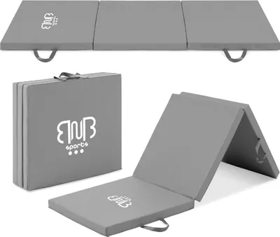 Immagine prodotto di Premium Tri-Folding Thick Gymnastic Mat & Home Sports, Yoga Mat & Sports Mat, con maniglie per il trasporto Tappetini sportivi, e superficie antiscivolo impermeabile al sudore e all'acqua Grey