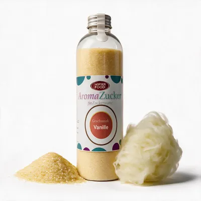 Obrázok produktu pre Cukor na cukrovú vatu s príchuťou vanilky, 230 g, plastová fľaša