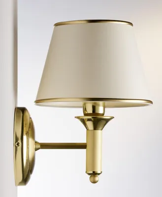 Produktbild von JUPITER Wandleuchte CLASSIC Klassisch 1-flammig E27 Messing Satin Stoff Weiß Stahl Metal