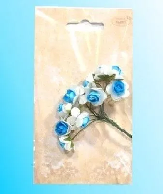 Image de Fleurs en papier roses blanches et bleues