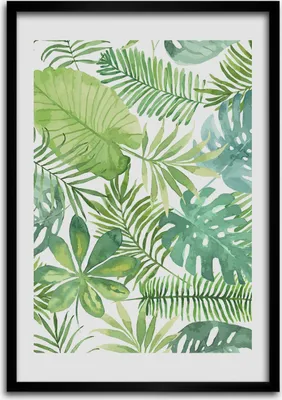Produktbild von Bild - Bilderrahmen - Foto - 70 cm x 100 cm - MDF - Rahmen - Wandkunst - Tropische Blätter