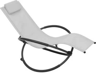 Image de Fauteuil à bascule d'extérieur, gris clair, 152 x 53 x 88 cm, résistant aux intempéries et confortable