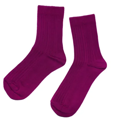 Productafbeelding van Heren basic sokken van katoen met ribboord: natuurlijke kleuren, aubergine, maat 43-46