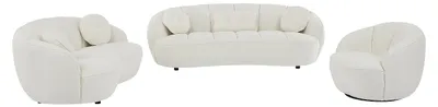 Produktbild von 3-Sitzer-Sofa, 2-Sitzer-Sofa und Sessel aus Strukturiertem Stoff in Cremeweiß RALIBO