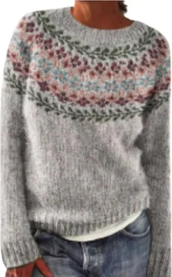 Produktbild von ASKSA Damen Pullover Elegant Rundhals Sweatshirt Casual Winterpullover mit Aufdruck Gestrickter Pullover Warme Bequem Langarm Mode Autumn Winter Oberteile,Hellgruen,L